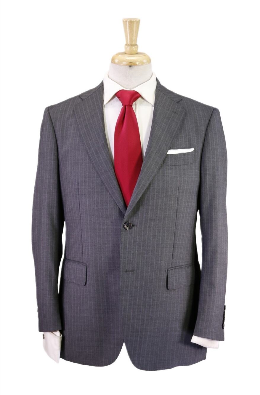 Paul Stuart Gray w/ Purple Pinstripe 2-Btn Wool Suit Japan 38S